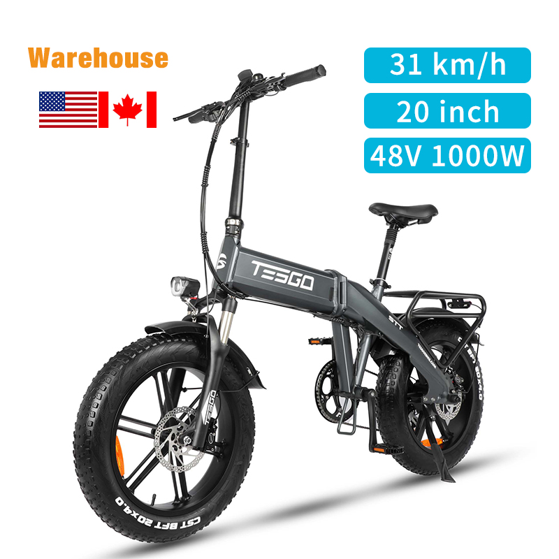 1000W 20 inch foldable electric fat tire bicycle folding e bike for CA warehouse